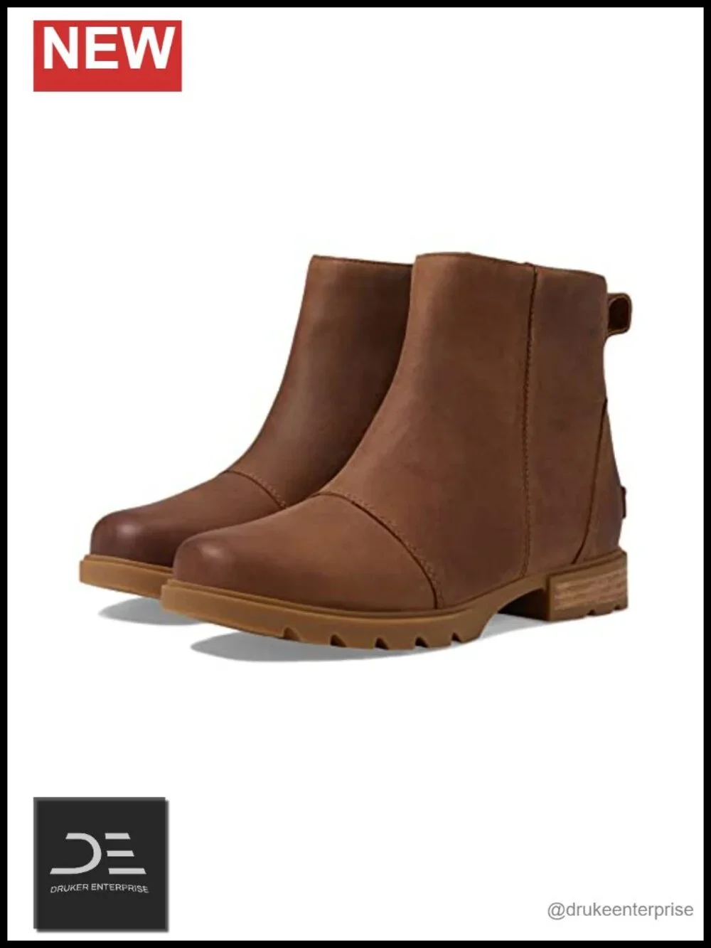 Waterproof Zip Up Leather Snow Boots Mid-Calf
